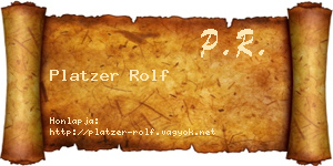 Platzer Rolf névjegykártya